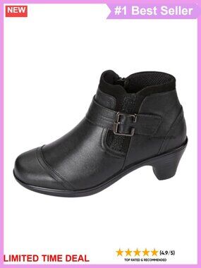 Orthotic Leather Ankle Bootie Heeled Orthopedic Work Boot